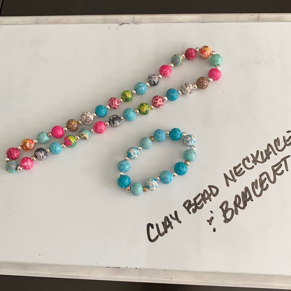 Clay bead multicolored necklace